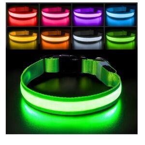 PcEoTllar Light up Dog Collar LED Rechargeable Waterproof Medium nwt